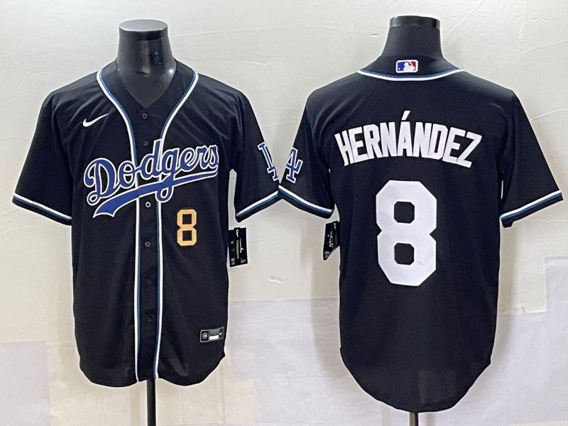 Men 2025 Los Angeles Dodgers #8 Hernandez Black Three generations Fashion Nike MLB Jersey style 7042->los angeles dodgers->MLB Jersey